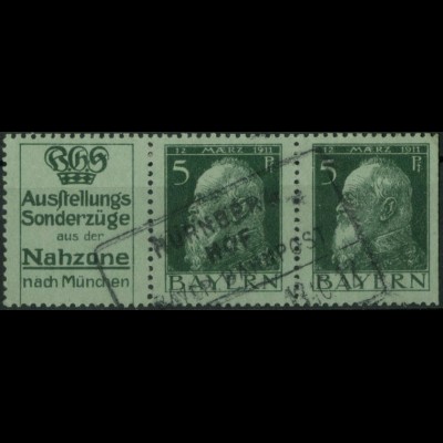 Bayern, W 1.35, gestempelt, ungeknickt, nicht angetrennt, Mi. 550,- (20764)