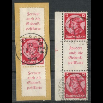 Dt. Reich, S 103 + S 105, gestempelt/Briefstück, ungeknickt, Mi. 200,- (22779)