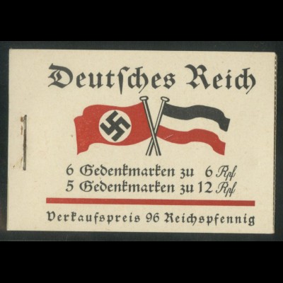 Dt. Reich, MH 32.4.1 + Pl.-Fehler IV, postfr., Mi.-Handb. 330,- + 30 % (22887)