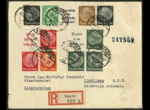 Dt. Reich, EG-Str. 1 + 3 Zd., portoger. Ausl.-R-Brief, Mi. 33,- ++ (23115)