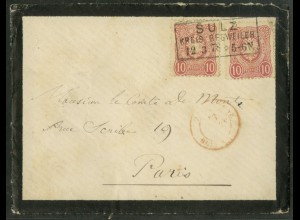 Dt. Reich, 33 (2), portoger. Mehrfachfr. auf Auslands-Brief, Frankreich (23541) 