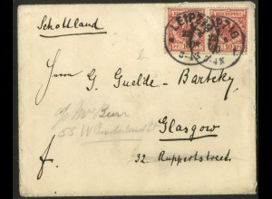 Dt. Reich, 47 (2), portoger. Mehrfachfr. auf Auslands-Brief, Schottland (23545) 