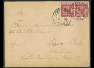 Dt. Reich, 47 (2), portoger. Mehrfachfr. auf Auslands-Brief, Schweiz (23550) 