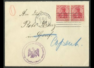 Dt. Reich, 86 (2), portoger. Mehrfachfr., Auslands-Brief, Schweiz /DK (23558) 
