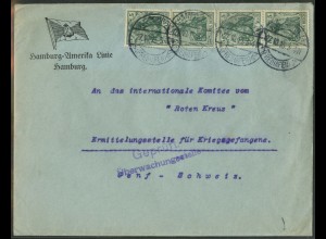 Dt. Reich, 85 II (4), portoger. Mehrfachfr., Auslands-Brief, Schweiz (23562) 