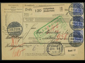 Dt. Reich, 87 I (7), portoger. Mehrfachfr., Ausl.-Paketkarte, Schweiz (23565) 