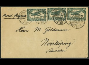 Dt. Reich, 112 a (3), portoger. Mehrfachfr., LP-Ausl.-Brief, Schweden (23569) 