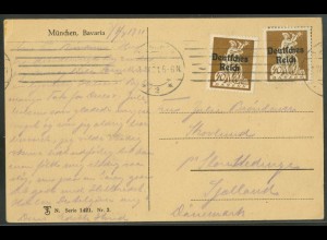 Dt. Reich, 124 (2), portoger. Mehrfachfr., Ausl.-Postkarte, Dänemark (23570) 