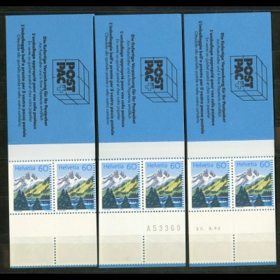 Schweiz, MH 0-94 (3), drei verschiedene MH, postfr., Mi. 69,-, SBK 75,- (50183)