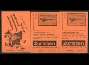 Schweiz, MH 72 a (3), Reklame k, 3 versch. Ränder, postfrisch, Mi. 66,- (50205)